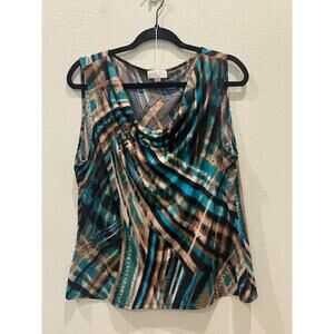 Tahari Arthur S. Levine Petite Sleeveless Top Multi-color Size PXL